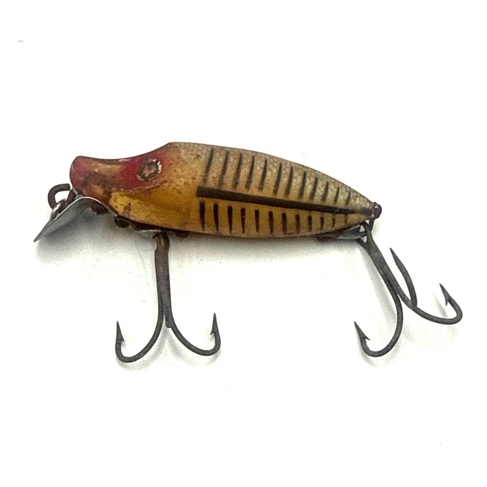 Vintage Heddon River Runt Spook Sinker Fishing Lure Yellow Shore Red Head 3in